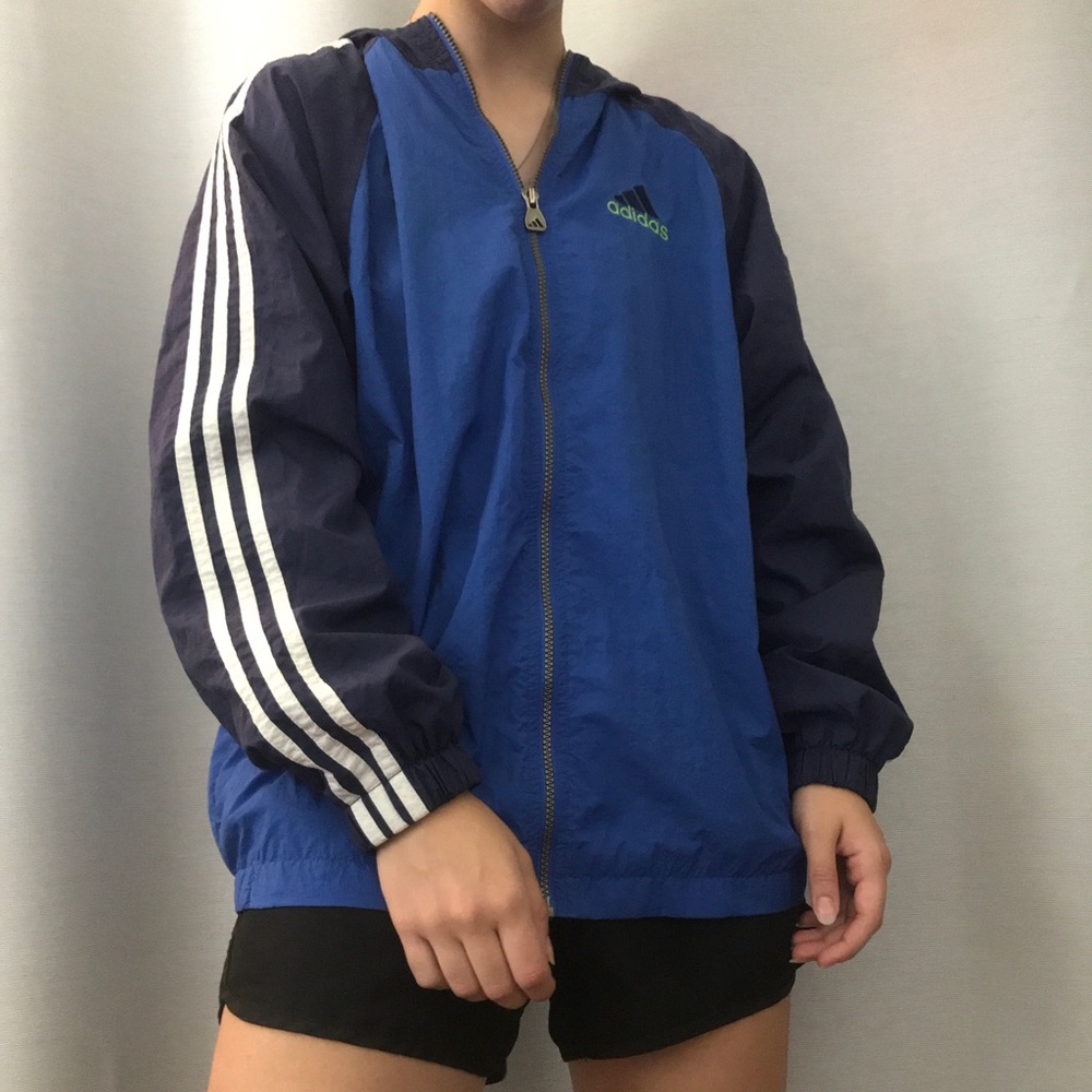 Adidas Blue & Green Windbreaker Jacket